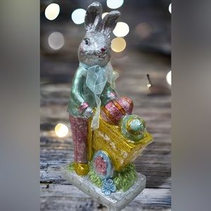 Faux chocolate Foil Bunny Egg Easter table Decor Figure 11” new